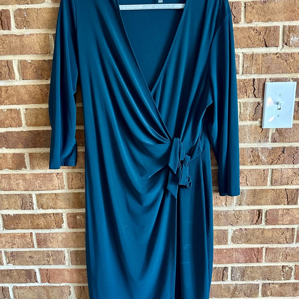 Elegant Teal Wrap Dress